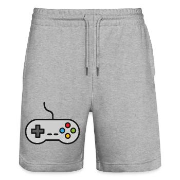 Retro Control Silhouette Gamer Spielkonsole - Stanley/Stella Unisex Bio Joggingshorts Trainer  - Grau meliert - Vorne - Nik (191cm) & Marisol (170cm)