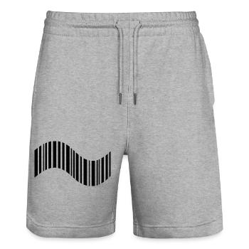 Code-barres en forme ondulée - Short de jogging bio TRAINER Stanley/Stella unisexe - gris chiné - Devant - Nik (191cm) & Marisol (170cm)