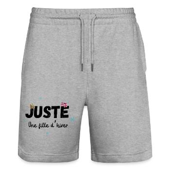 Juste une fille d’hiver cadeau - Short de jogging bio TRAINER Stanley/Stella unisexe - gris chiné - Devant - Nik (191cm) & Marisol (170cm)