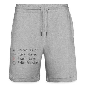 The Way of Being Human - Love as a True Power - Stanley/Stella Trainer Unisex Organic Jogging Shorts - heather grey - Front - Nik (191cm) & Marisol (170cm)