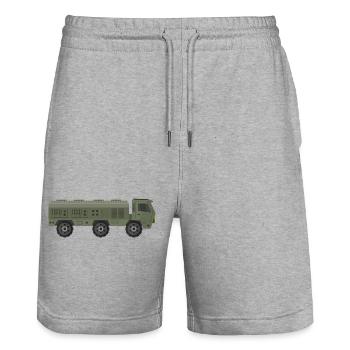 Camion militaire - Short de jogging bio TRAINER Stanley/Stella unisexe - gris chiné - Devant - Nik (191cm) & Marisol (170cm)