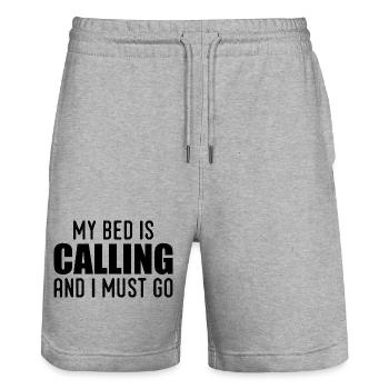 My bed is calling and i must go - Stanley/Stella Trainer Unisex Organic Jogging Shorts - heather grey - Front - Nik (191cm) & Marisol (170cm)