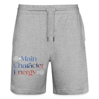 Main Character Energy colorful smilie - Stanley/Stella Trainer Unisex Organic Jogging Shorts - heather grey - Front - Nik (191cm) & Marisol (170cm)
