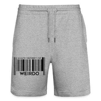 Weirdo Barcode Shirt Geek Celebrate Weirdness - Stanley/Stella Trainer Unisex Organic Jogging Shorts - heather grey - Front - Nik (191cm) & Marisol (170cm)