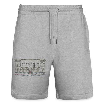 Baltimore, Handzeichnung George Peabody Bibliothek - Stanley/Stella Unisex Bio Joggingshorts Trainer  - Grau meliert - Vorne - Nik (191cm) & Marisol (170cm)