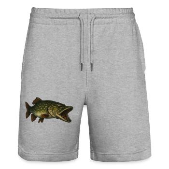 Pike - Stanley/Stella Trainer Unisex Organic Jogging Shorts - heather grey - Front - Nik (191cm) & Marisol (170cm)