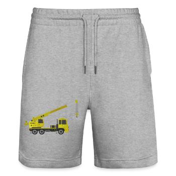 Crane truck - Stanley/Stella Trainer Unisex Organic Jogging Shorts - heather grey - Front - Nik (191cm) & Marisol (170cm)
