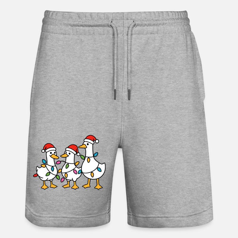 Trio de canards festifs Père Noël - Short de jogging bio TRAINER Stanley/Stella unisexe - gris chiné