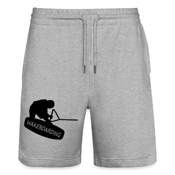 Wakeboarding - Stanley/Stella Trainer Unisex Organic Jogging Shorts - heather grey - Front - Nik (191cm) & Marisol (170cm)