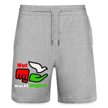 Mut power Möglich - Stanley/Stella Unisex Bio Joggingshorts Trainer  - Grau meliert - Vorne - Nik (191cm) & Marisol (170cm)