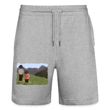 Biesler - Stanley/Stella Trainer Unisex Organic Jogging Shorts - heather grey - Front - Nik (191cm) & Marisol (170cm)