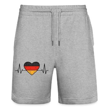 Allemagne Heartbeat Ligne Drapeau Amour Voyage Design - Short de jogging bio TRAINER Stanley/Stella unisexe - gris chiné - Devant - Nik (191cm) & Marisol (170cm)