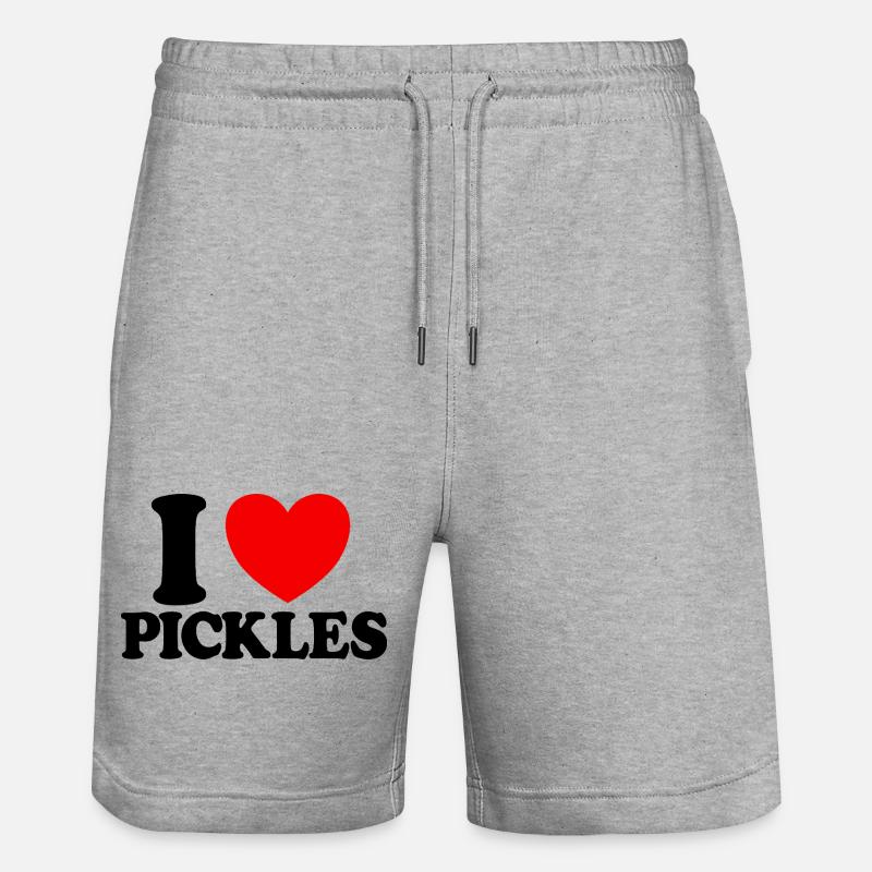 Ich liebe Gurken Ich liebe Gurken - Stanley/Stella Unisex Bio Joggingshorts Trainer - Grau meliert