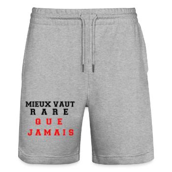 Better rare than never - Stanley/Stella Trainer Unisex Organic Jogging Shorts - heather grey - Front - Nik (191cm) & Marisol (170cm)