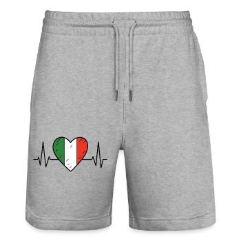 Italien Heartbeat Line Flagge Liebe Reisen Design - Stanley/Stella Unisex Bio Joggingshorts Trainer  - Grau meliert - Vorne - Nik (191cm) & Marisol (170cm)
