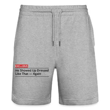 He Showed Up Dressed Like That Again - Stanley/Stella Trainer Unisex Organic Jogging Shorts - heather grey - Front - Nik (191cm) & Marisol (170cm)