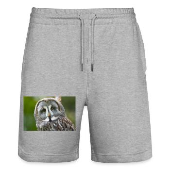 Mystische Nachteule - Stanley/Stella Unisex Bio Joggingshorts Trainer  - Grau meliert - Vorne - Nik (191cm) & Marisol (170cm)