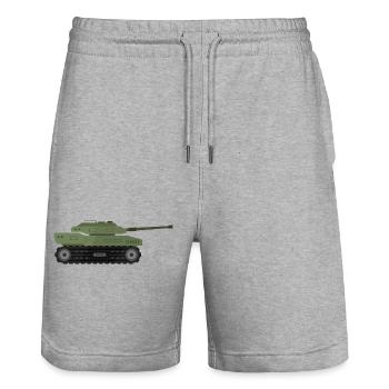 Military tank - Stanley/Stella Trainer Unisex Organic Jogging Shorts - heather grey - Front - Nik (191cm) & Marisol (170cm)