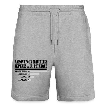 pour les Fans de Pétanque - Short de jogging bio TRAINER Stanley/Stella unisexe - gris chiné - Devant - Nik (191cm) & Marisol (170cm)