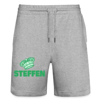Vorname Steffen - Stanley/Stella Unisex Bio Joggingshorts Trainer  - Grau meliert - Vorne - Nik (191cm) & Marisol (170cm)