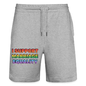 Unterstützen Sie die Gleichstellung der Ehe in den Regenbogenfarben - Stanley/Stella Unisex Bio Joggingshorts Trainer  - Grau meliert - Vorne - Nik (191cm) & Marisol (170cm)