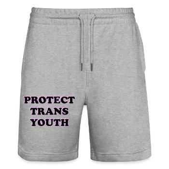 Trans-Jugendliche schützen - Stanley/Stella Unisex Bio Joggingshorts Trainer  - Grau meliert - Vorne - Nik (191cm) & Marisol (170cm)