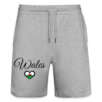Wales Heart Clothing - Stanley/Stella Trainer Unisex Organic Jogging Shorts - heather grey - Front - Nik (191cm) & Marisol (170cm)