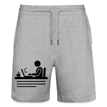 Office & Home Office | Programmer Pictogram - Stanley/Stella Trainer Unisex Organic Jogging Shorts - heather grey - Front - Nik (191cm) & Marisol (170cm)