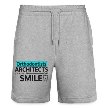 Dentiste Professionnel Architecte De La Conception Du Sourire - Short de jogging bio TRAINER Stanley/Stella unisexe - gris chiné - Devant - Nik (191cm) & Marisol (170cm)