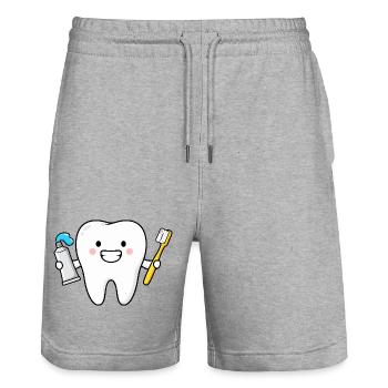 Cute Tooth with Toothbrush - Stanley/Stella Trainer Unisex Organic Jogging Shorts - heather grey - Front - Nik (191cm) & Marisol (170cm)