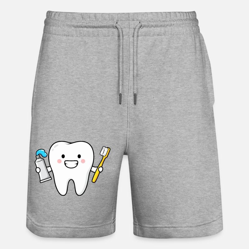 Dent mignonne avec brosse à dents - Short de jogging bio TRAINER Stanley/Stella unisexe - gris chiné