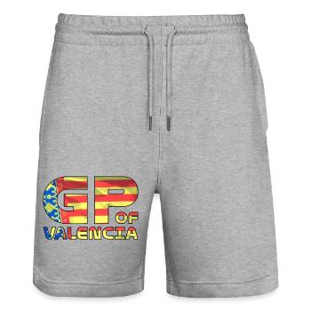 valencia_gp - Stanley/Stella Unisex Bio Joggingshorts Trainer  - Grau meliert - Vorne - Nik (191cm) & Marisol (170cm)