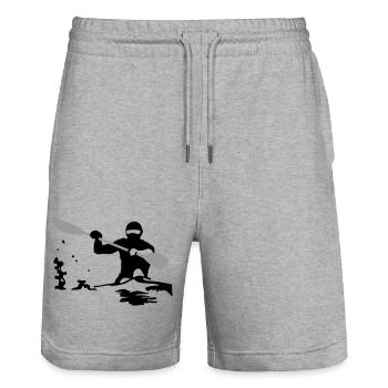 Kayak - Stanley/Stella Trainer Unisex Organic Jogging Shorts - heather grey - Front - Nik (191cm) & Marisol (170cm)