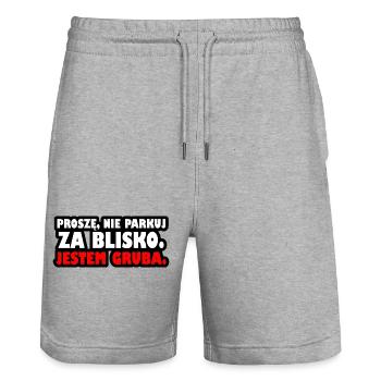 Please don't park too close. I'm fat. - Stanley/Stella Trainer Unisex Organic Jogging Shorts - heather grey - Front - Nik (191cm) & Marisol (170cm)