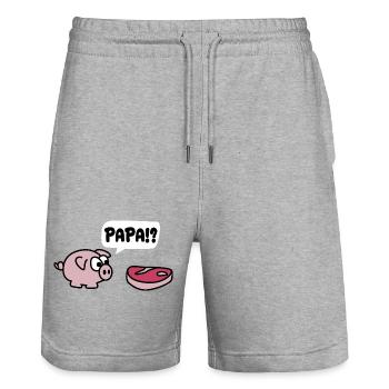 Papa Ruf Schwein witzig - Stanley/Stella Unisex Bio Joggingshorts Trainer  - Grau meliert - Vorne - Nik (191cm) & Marisol (170cm)