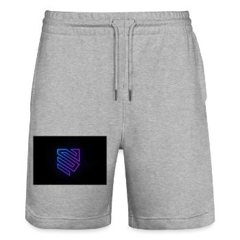 Dégradé du logo géométrique néon - Short de jogging bio TRAINER Stanley/Stella unisexe - gris chiné - Devant - Nik (191cm) & Marisol (170cm)