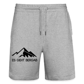 Es geht bergab Mountainbike Downhill - Stanley/Stella Unisex Bio Joggingshorts Trainer  - Grau meliert - Vorne - Nik (191cm) & Marisol (170cm)