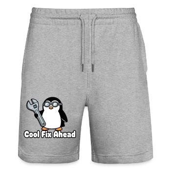 Pinguin Mechaniker mit Schraubenschlüssel - Stanley/Stella Unisex Bio Joggingshorts Trainer  - Grau meliert - Vorne - Nik (191cm) & Marisol (170cm)