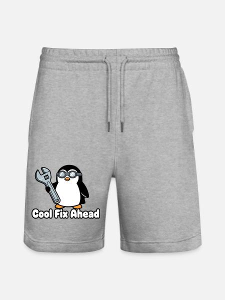 Penguin mechanic with wrench - Stanley/Stella Trainer Unisex Organic Jogging Shorts - heather grey