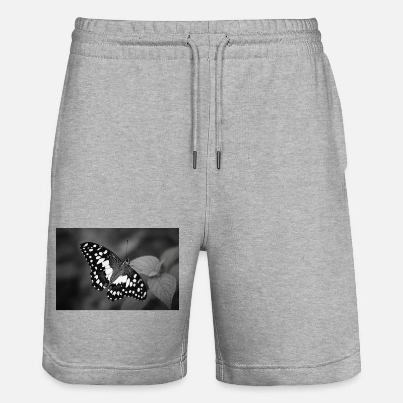 Papillon monochrome sur feuille - Short de jogging bio TRAINER Stanley/Stella unisexe - gris chiné