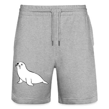 Seal Seal T-shirt Gift Northern Germany - Stanley/Stella Trainer Unisex Organic Jogging Shorts - heather grey - Front - Nik (191cm) & Marisol (170cm)