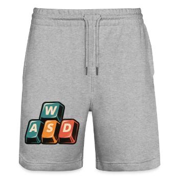 WASD Gaming Keys - Funny Gamer Gift - Stanley/Stella Trainer Unisex Organic Jogging Shorts - heather grey - Front - Nik (191cm) & Marisol (170cm)