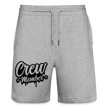 crew member - Stanley/Stella Trainer Unisex Organic Jogging Shorts - heather grey - Front - Nik (191cm) & Marisol (170cm)