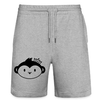 Couronne de singe - Tête de singe mignonne avec couronne - Short de jogging bio TRAINER Stanley/Stella unisexe - gris chiné - Devant - Nik (191cm) & Marisol (170cm)