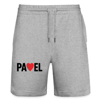 Logo en forme de cœur de padel - Short de jogging bio TRAINER Stanley/Stella unisexe - gris chiné - Devant - Nik (191cm) & Marisol (170cm)