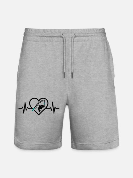 Fishing Heart Fish Nature Passion - Stanley/Stella Trainer Unisex Organic Jogging Shorts - heather grey