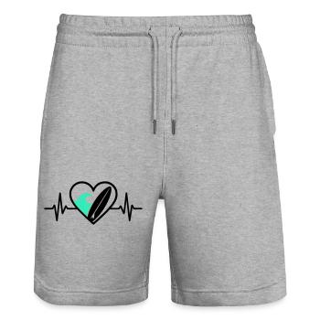 Surf Cœur Vague Plage Liberté - Short de jogging bio TRAINER Stanley/Stella unisexe - gris chiné - Devant - Nik (191cm) & Marisol (170cm)