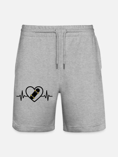 Skateboard Heart Sport Urban Passion - Stanley/Stella Trainer Unisex Organic Jogging Shorts - heather grey