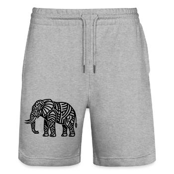 Éléphant majestueux – Design animalier et naturel - Short de jogging bio TRAINER Stanley/Stella unisexe - gris chiné - Devant - Nik (191cm) & Marisol (170cm)