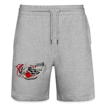 Flowing Flower Shell Waves - Stanley/Stella Trainer Unisex Organic Jogging Shorts - heather grey - Front - Nik (191cm) & Marisol (170cm)
